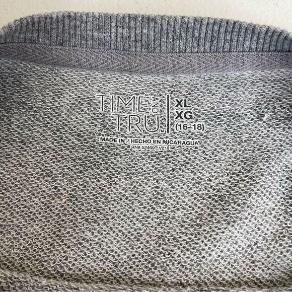 Time and Tru Green Gray Camo Split Side French Terry Sweatshirt Women XL 16 18 - Picture 7 of 13